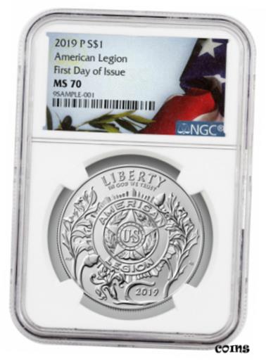 ڶ/ʼݾڽա ƥ    [̵] 2019 P American Legion 100th Silver Dollar NGC MS70 FDI Liberty Flag SKU57817