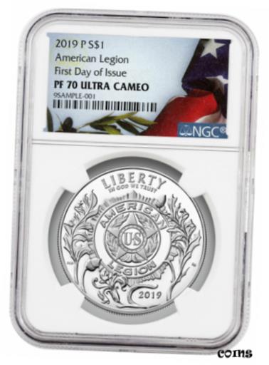 ڶ/ʼݾڽա ƥ    [̵] 2019 P American Legion 100th Silver Dollar NGC PF70 UC FDI Liberty Flag SKU57816