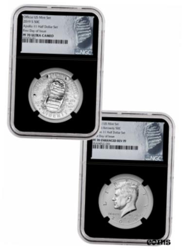 ڶ/ʼݾڽա ƥ    [̵] 2019 S Apollo 11 50th 2-Coin Commem Clad Half PF Set NGC PF70 FDI Blk SKU56914