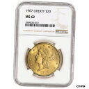 US ゴールド $20 リバティ ヘッド ダブル イーグル - NGC MS62 - ランダム日付 US Gold $20 Liberty Head Double Eagle - NGC MS62 - Random Date(3)