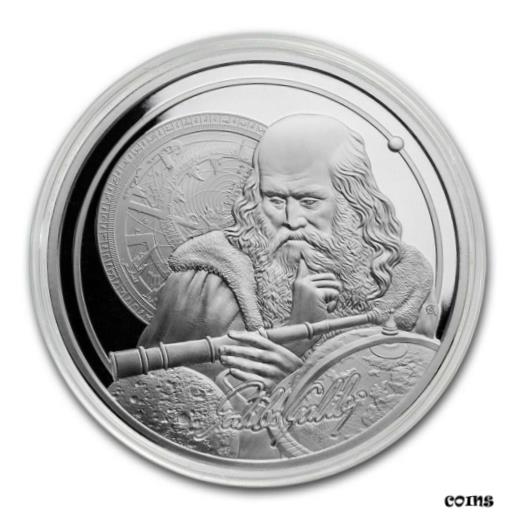 【極美品/品質保証書付】 アンティークコイン コイン 金貨 銀貨 [送料無料] 2021 Niue Galileo 1 oz .999 Silver Coin Only 10,000 Minted scientific innovator