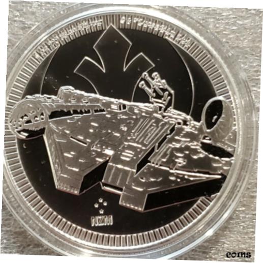 【極美品/品質保証書付】 アンティークコイン コイン 金貨 銀貨 [送料無料] Millennium Falcon Star Wars 1 oz .999 Silver Coin 2 dollar Niue Han Solo Ship