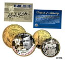 【極美品/品質保証書付】 アンティークコイン コイン 金貨 銀貨 [送料無料] BABE RUTH The Bambino NY Quarter & JFK Half Dollar US 2-Coin Set 24K Gold Plated