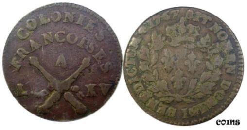  アンティークコイン コイン 金貨 銀貨  1767-A FRENCH COLONIES 12D PCGS VF20 RARE "NO RF" VARIETY & OLD GREEN HOLDER!