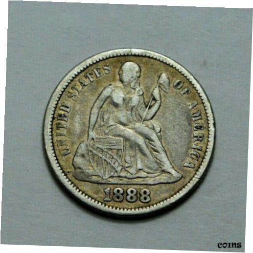 【極美品/品質保証書付】 アンティークコイン コイン 金貨 銀貨 送料無料 RARE Better Date 1888 SEATED LIBERTY DIME Silver Coin 10c w/o stars,date arrows