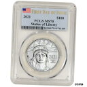 yɔi/iۏ؏tz AeB[NRC RC   [] 2021 American Platinum Eagle 1 oz $100 - PCGS MS70 First Day Issue Flag Label