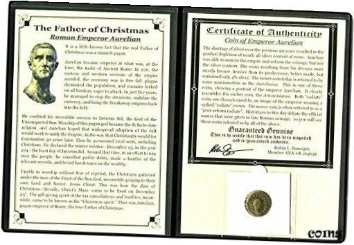 ڶ/ʼݾڽա ƥ    [̵] Ancient Emperor Aurelian Father of Christmas Roman Coin,Story Album Certificate
