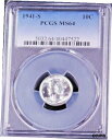 【極美品/品質保証書付】 アンティークコイン コイン 金貨 銀貨 [送料無料] :1941-S S1OC WING-HEAD MERCURY-DIME BLAST-WHITE PCGS MS64 LOW-POP HIGHEST-GRADES
