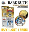 【極美品/品質保証書付】 アンティークコイン コイン 金貨 銀貨 [送料無料] BABE RUTH Yankees #3 Golden Legends 24K Gold Plated State Quarter US Coin - BOGO