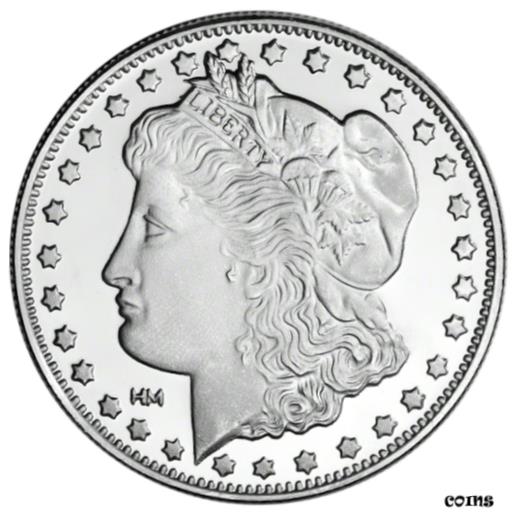 【極美品/品質保証書付】 アンティークコイン コイン 金貨 銀貨 [送料無料] 1 oz. Highland Mint Silver Round - Morgan Dollar Design .999 Fine