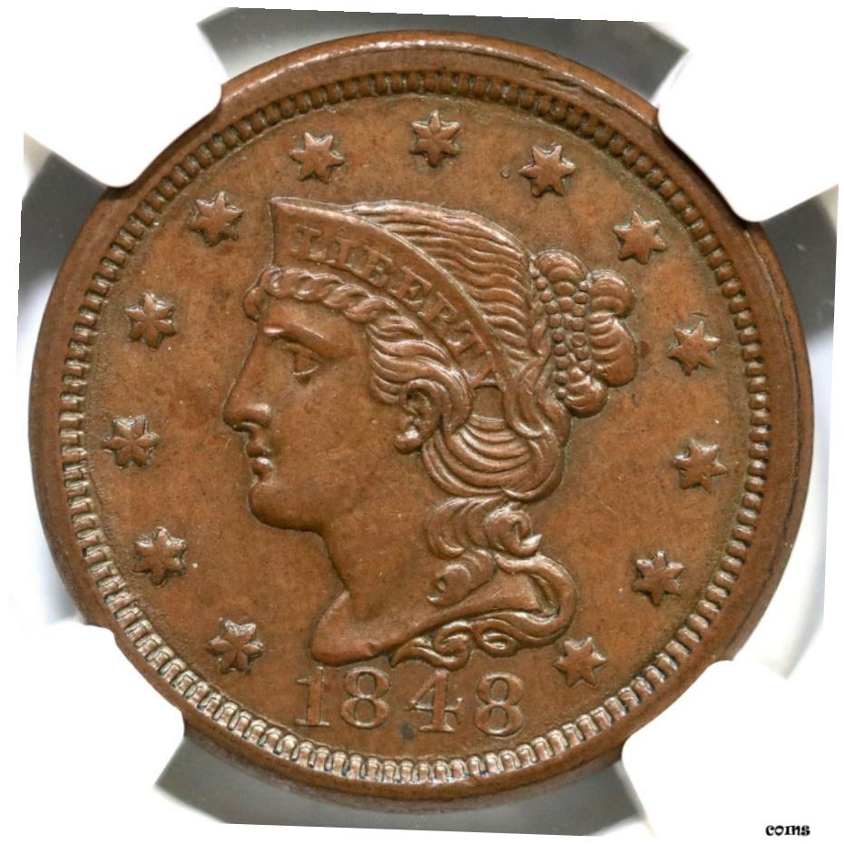  アンティークコイン コイン 金貨 銀貨  1848 N-25 R-4 NGC MS 64 BN 編組ヘア ラージ セント コイン 1c- show original title