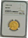 【極美品/品質保証書付】 アンティークコイン 硬貨 1909-O $5 ゴールド インディアン AU55+ NGC 943885-6- show origina...