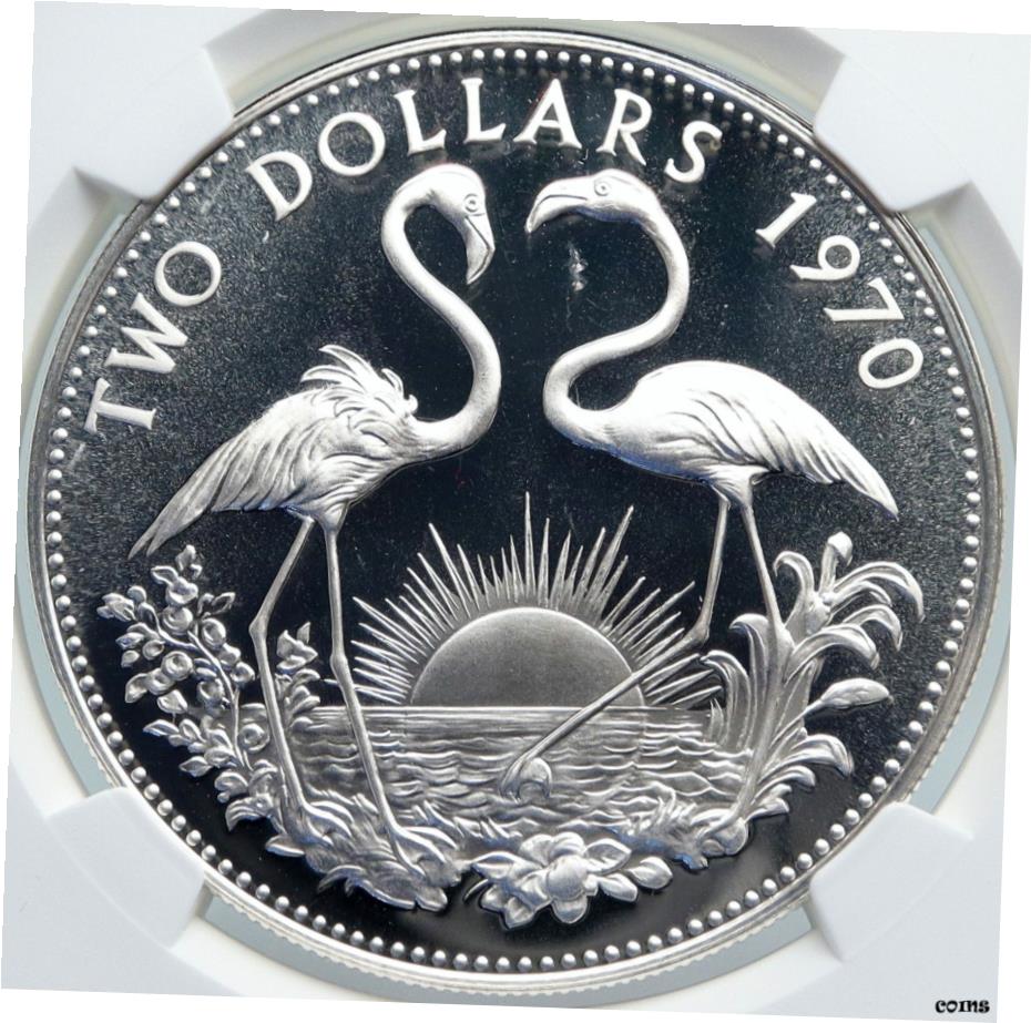 【極美品/品質保証書付】 アンティークコイン コイン 金貨 銀貨 [送料無料] 1970 The BAHAMAS Old Queen Elizabeth II フランゴ プルーフ シルバー $2 コイン NGC i87828- show original title