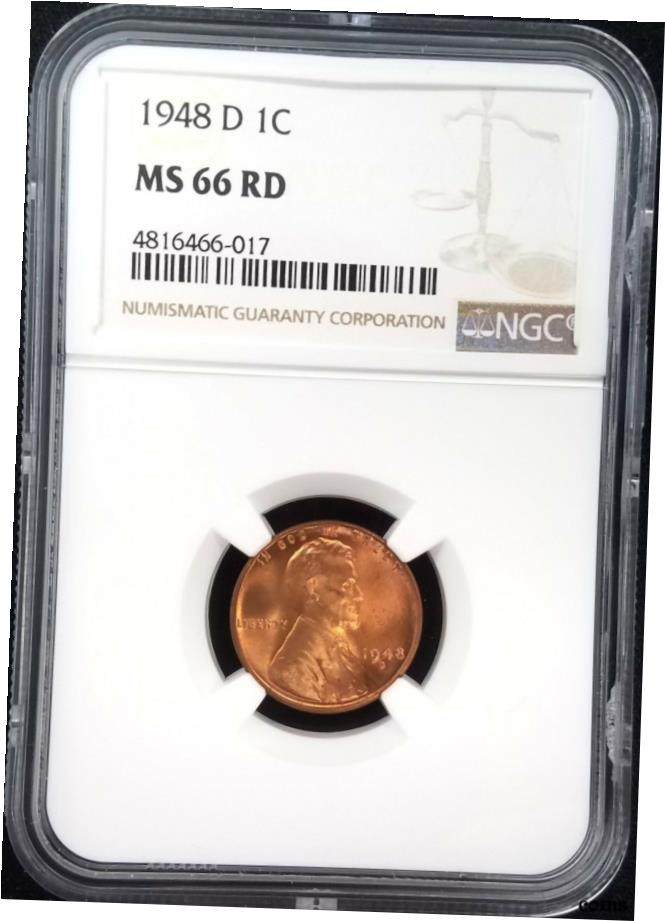  アンティークコイン コイン 金貨 銀貨  1948年 D リンカーンセント認定MS 66 RD by NGC ！- show original title