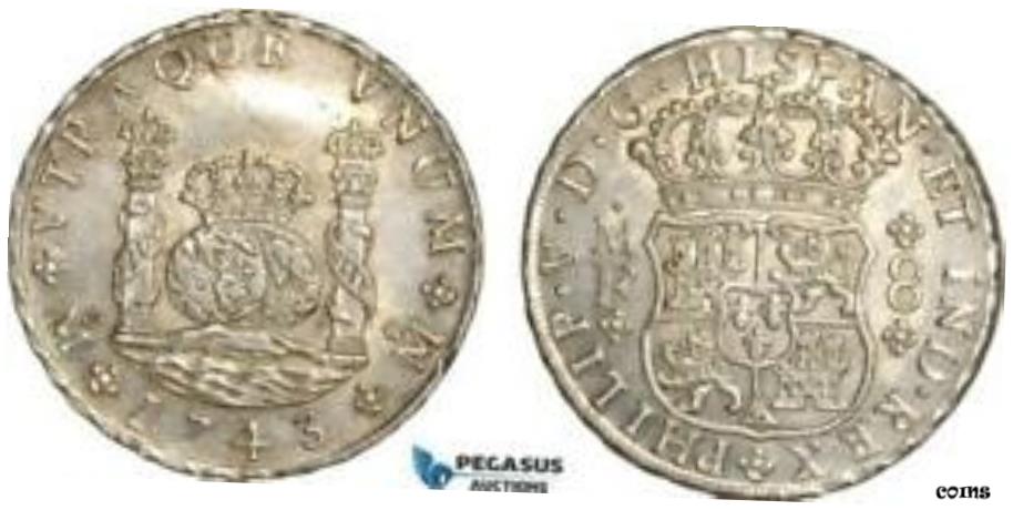  アンティークコイン コイン 金貨 銀貨  AG661 、 メキシコ 、 フィリップV 、 ピラー 8 Reales 1743 Mo MF 、 メキシコシティ 、 シルバー 、 AU- show original title