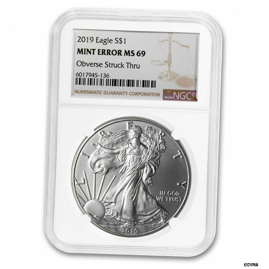  アンティークコイン コイン 金貨 銀貨  ランダムイヤー U.S シルバー イーグル MS-69 NGC （ エラー 、 Obv Struck Thru ） - SKU#220398- show original title