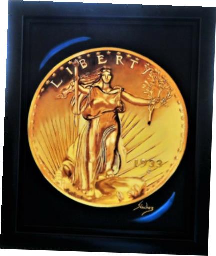  アンティークコイン コイン 金貨 銀貨  1933年 ST. GAUDENS GOLD COIN ☆ オリジナルオイル 塗装フレーム ＆ サイン入り （ レア ）- show original title