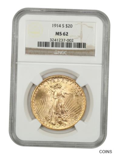 【極美品/品質保証書付】 アンティークコイン 硬貨 1914年-S $20 NGC MS62-Saint Gaudens ダブルイーグル-ゴールドコイン- show original title [送料無料] #oot-wr-5577-574