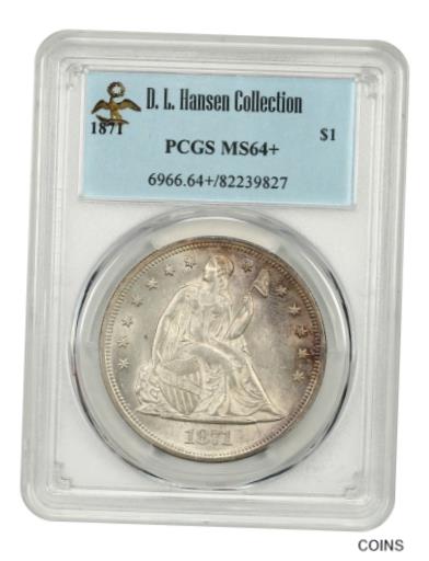 【極美品/品質保証書付】 アンティークコイン 硬貨 1871年 $1 PCGS MS64+ ex: D.L. ハンセン-自由の女神座像ドル-フロスティニアジェム- show original title [送料無料] #oot-wr-5578-1120