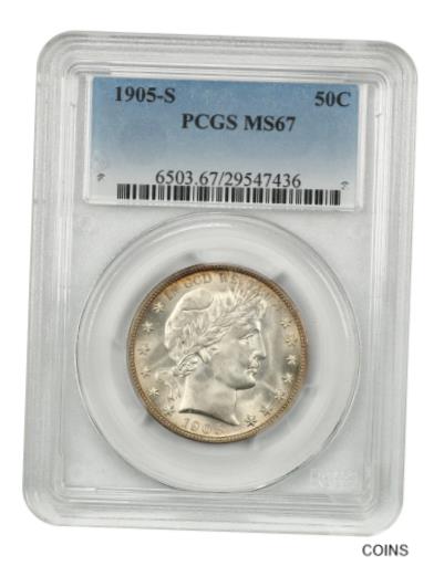 【極美品/品質保証書付】 アンティークコイン 硬貨 1905-S 50c PCGS MS67-Better S-Mint-Barber Half Dollar-Better S-Mint- show original title [送料無料] #oot-wr-5578-1218