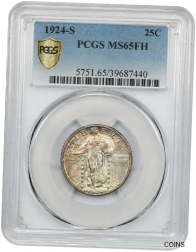 【極美品/品質保証書付】 アンティークコイン 硬貨 1924-S 25c PCGS MS65 FH-フレッシュキー日付-スタンディングリバティクォーター- show original title [送料無料] #oot-wr-5578-1341