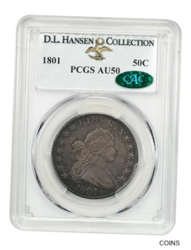 【極美品/品質保証書付】 アンティークコイン 硬貨 1801 50c PCGS/CAC AU50 ex: D.L. ハンセンコレクション-刻印早期ハーフドル- show original title [送料無料] #oot-wr-5578-1344