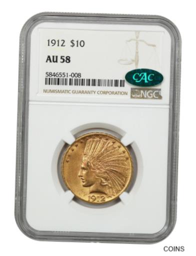 【極美品/品質保証書付】 アンティークコイン コイン 金貨 銀貨 送料無料 1912年 10 NGC/CAC AU58-チョイス オリジナル AU - インディアン イーグル-ゴールド コイン- show original title