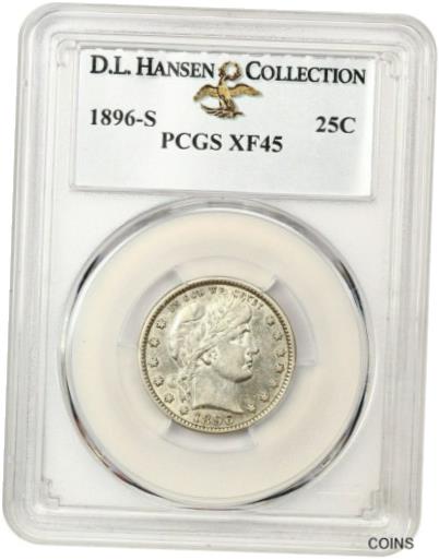 【極美品/品質保証書付】 アンティークコイン 硬貨 1896年-S 25c PCGS XF45 ex: D.L. ハンセン有名キー日付-バーバークォーター- show original title [送料無料] #oot-wr-5578-236