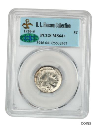 【極美品/品質保証書付】 アンティークコイン 硬貨 1920-S 5c PCGS/CAC MS64+ ex: D.L. ハンセン-バッファローニッケル-スカーチェニア-ジェム- show original title [送料無料] #oot-wr-5578-412