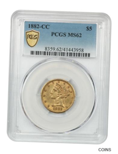 【極美品/品質保証書付】 アンティークコイン 硬貨 1882年 CC $5 PCGS MS62-Liberty ハーフイーグル-ゴールド コイン-選択オリジナル- show original title [送料無料] #oot-wr-5581-102