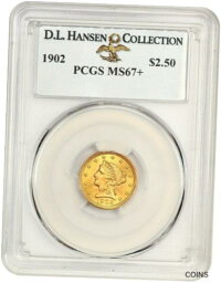 【極美品/品質保証書付】 アンティークコイン 硬貨 1902年 $2 1/2 PCGS MS67+ ex: D.L. ハンセン-レジストリ品質-レジストリ品質- show original title [送料無料] #oot-wr-5582-21