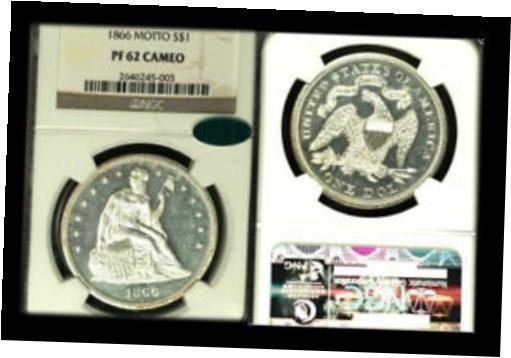 【極美品/品質保証書付】 アンティークコイン 硬貨 1866年 $1 モット PR62CAM NGC/CAC-レアブラストホワイト-リバティシートドル- show original title [送料無料] #oot-wr-5589-60