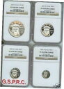 2003年-W プルーフ プラチナ ステュー リバティ 4 コインセット NGC PR70 PF70 $100 $50 $25 $10- show origin...