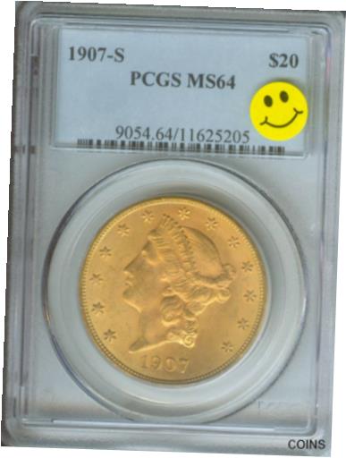 1907ǯ-S $20 Хƥ PCGS MS64 MS-64 ˥ ץߥʼ P.Q. ۥ- show orig...