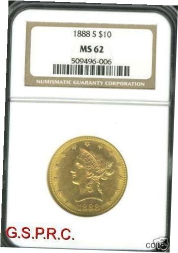  アンティークコイン コイン 金貨 銀貨  1888年-S $10 リバティイーグル NGC MS62 NICE MS-62 スカース日付 ！- show original title