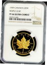 1989年 ゴールド カナダ 1オンス プルーフ $50 メーカーリーフ コイン NGC プルーフ 66 ウルトラカメオ- show original title #oot-wr-5626-858 1989 Gold Canada 1 oz Proof $50 Maker Leaf Coin NGC Proof 66 Ultra Cameo - show original title #oot-wr-5626-858