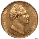 【極美品/品質保証書付】 アンティークコイン 硬貨 イギリス 1837 William IV Sovereign THOS H. LAW コレクション NGC MS-61 RRR!!!- show original title [送料無料] #oot-wr-5647-71