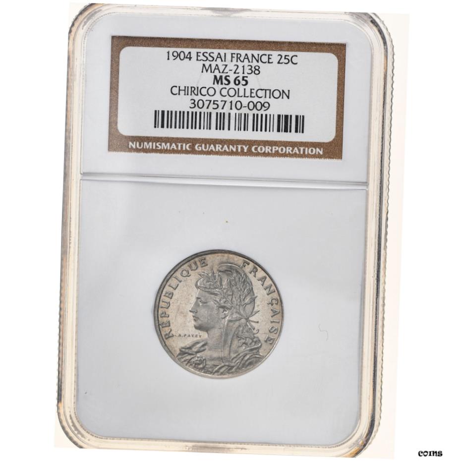  アンティークコイン コイン 金貨 銀貨   Coin, France, Patey, 25 Centimes, 1904, Paris, ESSAI, NGC, MS65