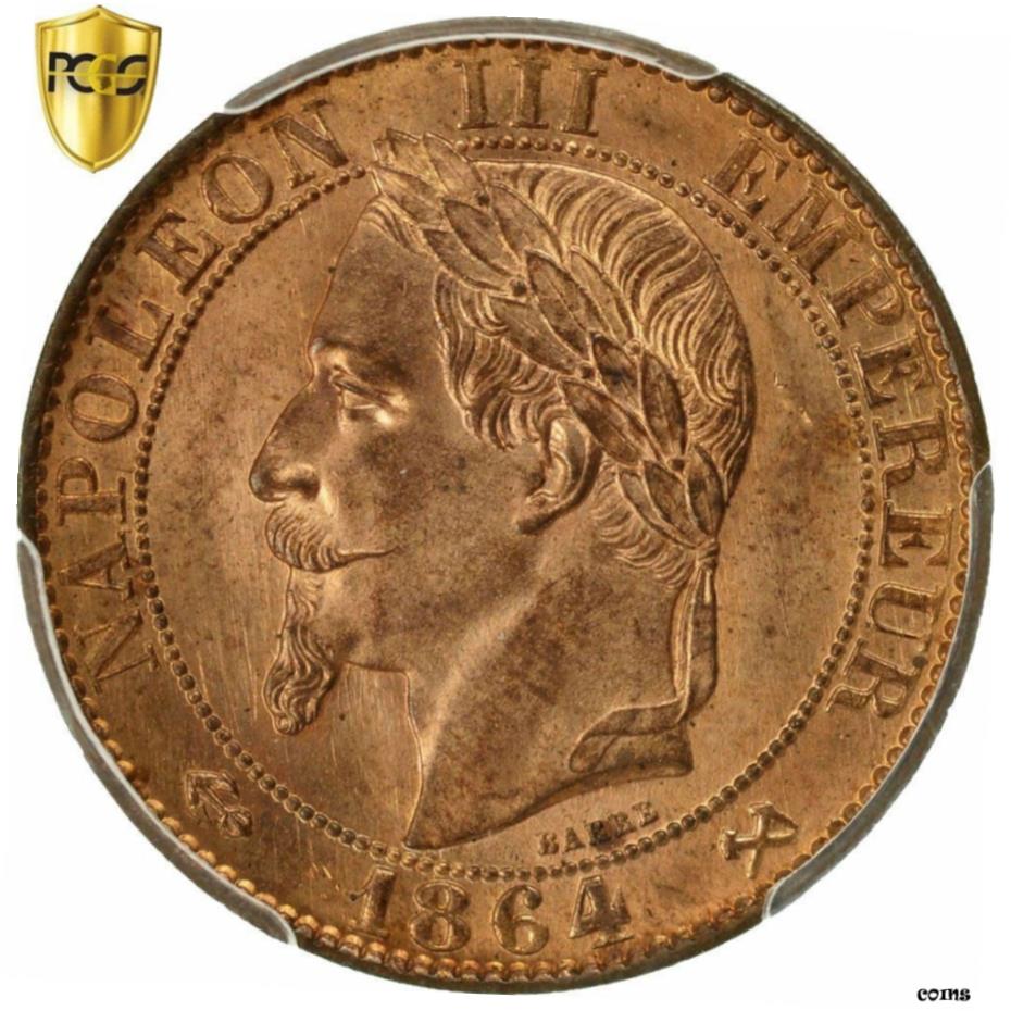  アンティークコイン コイン 金貨 銀貨   Coin, France, Napoleon III, 5 Centimes, 1864, Bordeaux, PCGS MS64RD