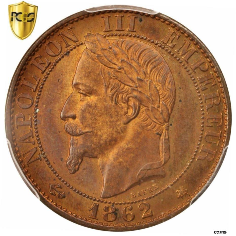  アンティークコイン コイン 金貨 銀貨   France, Napoleon III, 5 Centimes, 1862, Paris, PCGS, MS64RB, KM:797.1