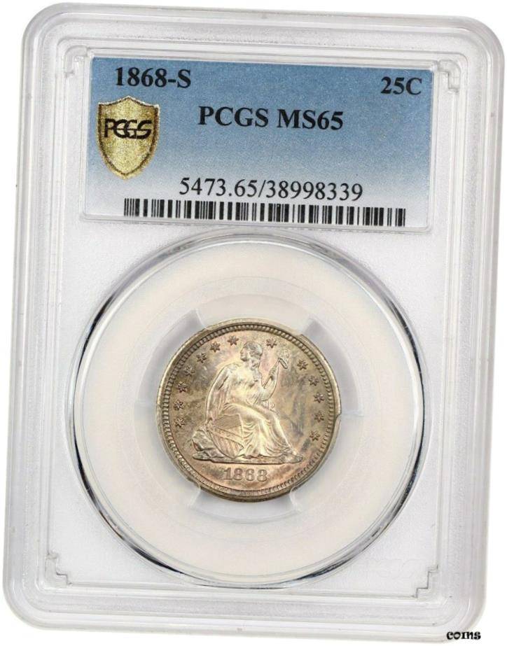 【極美品/品質保証書付】 アンティークコイン 硬貨 1868-S 25c PCGS MS65-キーS-新品同様-リバティシートクォーター - キーS-新品同様- show original title [送料無料] #oot-wr-5671-1040