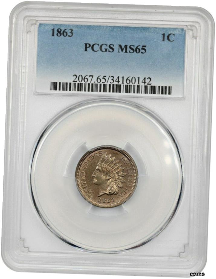  アンティークコイン コイン 金貨 銀貨  1863年 1c PCGS MS65-人気銅-ニッケルセント-インドセント- show original title