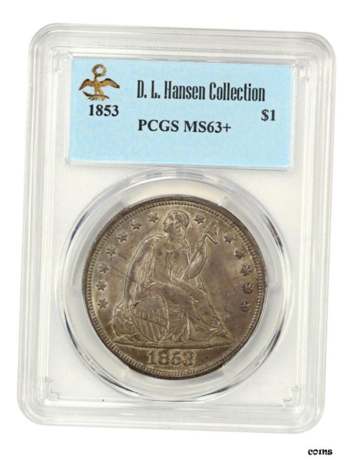  アンティークコイン 硬貨 1853年 $1 PCGS MS63+ ex: D.L. ハンセン-自由の女神座像ドル-素敵なタイプコイン- show original title  #oot-wr-5671-896