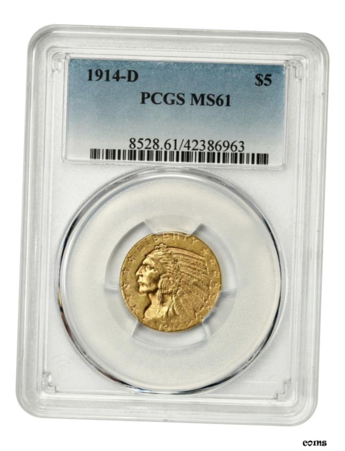  アンティークコイン コイン 金貨 銀貨  1914年-D $5 PCGS MS61-インドハーフイーグル-ゴールドコイン- show original title