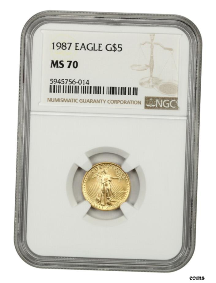  アンティークコイン コイン 金貨 銀貨  1987 ゴールド イーグル $5 NGC MS70 - 1/10oz ゴールド-アメリカン ゴールド イーグル エイジ- show original title