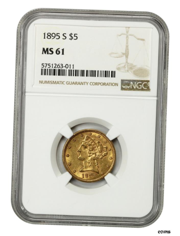  アンティークコイン コイン 金貨 銀貨  1895年-S $5 NGC MS61-Liberty ハーフイーグル-ゴールドコイン- show original title