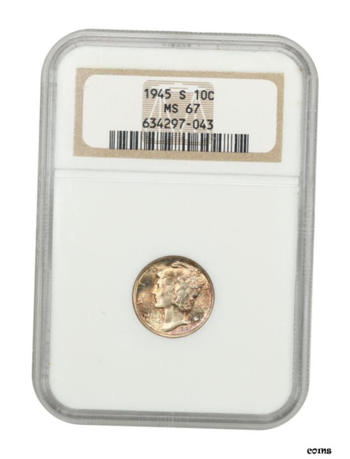  アンティークコイン コイン 金貨 銀貨  1945年-S 10c NGC MS67-マーキュリーダイム-プリティ リバーストーン- show original title