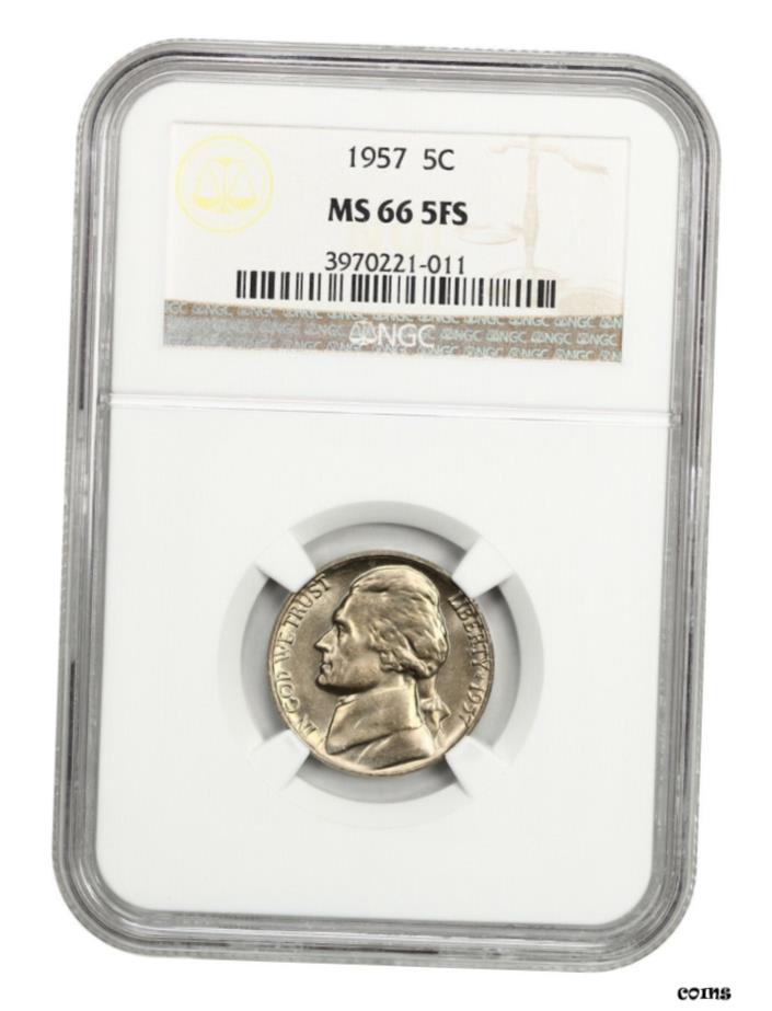  アンティークコイン コイン 金貨 銀貨  1957 5c NGC MS66 5FS-ジェファーソンニッケル- show original title