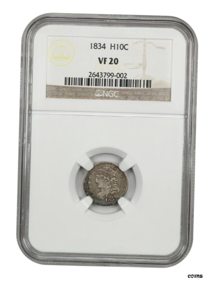  アンティークコイン コイン 金貨 銀貨  1834 H10c NGC VF20-初期ハーフダイム- show original title