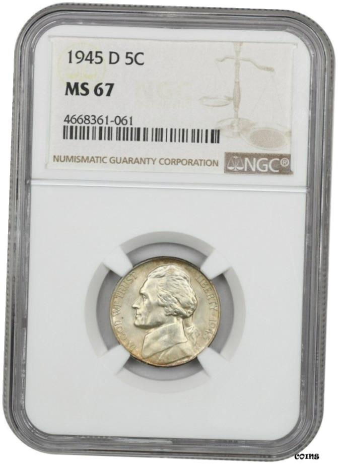  アンティークコイン コイン 金貨 銀貨  1945年-D 5c NGC MS67-Jefferson ニッケル- show original title